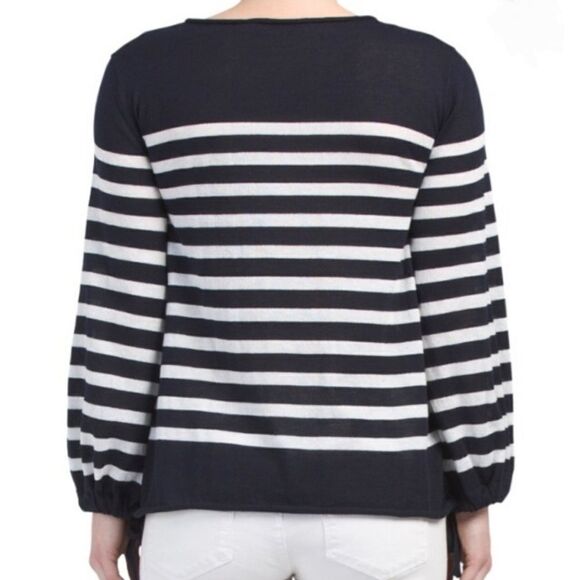 Philosophy Women's Nautical Navy Striped Lightweight Sweater - Picture 2 of 13